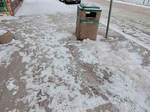 Photo by Dylon Martin 
Winnipeg’s city sidewalks are often not ploughed or cleared as quickly as its streets and roadways.