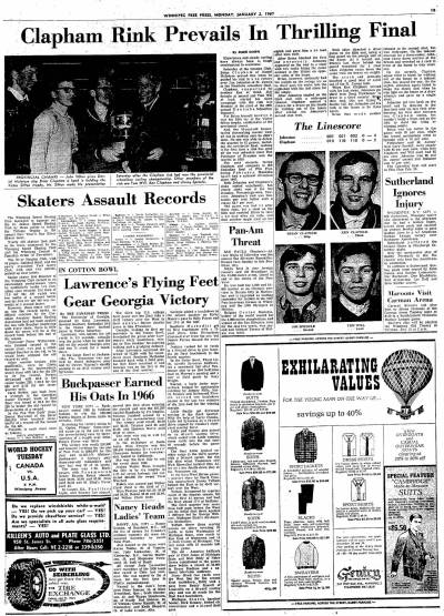 Winnipeg Free Press archives
                                Brian Clapham’s victory at the 1967 provincial high school curling championship was given plenty of coverage in the Winnipeg Free Press.