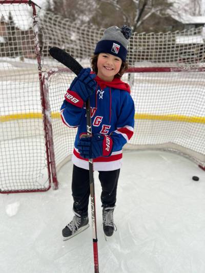 Young hockey player is on a mission