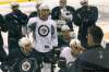 JOE BRYKSA / WINNIPEG FREE PRESS
Winnipeg Jets coach Claude Noel talks to the troops during the morning skate at the MTS Centre.