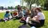 RUTH BONNEVILLE / WINNIPEG FREE PRESS
Former Windsor School students gather together on the front lawn in early June during the final days of their first year in high school at Glenlawn Collegiate.  From left: Thomas, Noah, Garrett, Shelby, Quinn, Mackenzie, Hailey, Aby and Sydney.