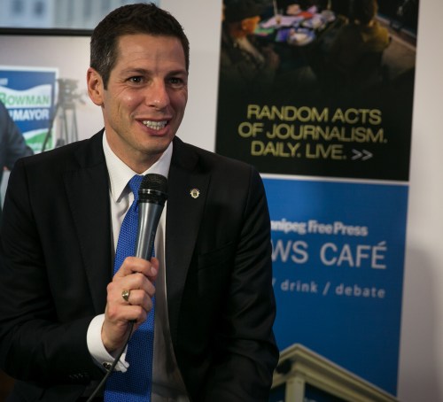 Mayor-elect Brian Bowman in the News Café Thursday morning.