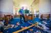 MIKAELA MACKENZIE / WINNIPEG FREE PRESS
Eugene Bernardin examines the rubble of smashed sculptures on the vandalized altar at St. Francois Xavier Catholic Church.