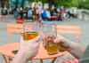 SASHA SEFTER / WINNIPEG FREE PRESS

Friends cheers each other as they enjoy a warm evening on The Forks new patio.

190607 - Friday, June 07, 2019.