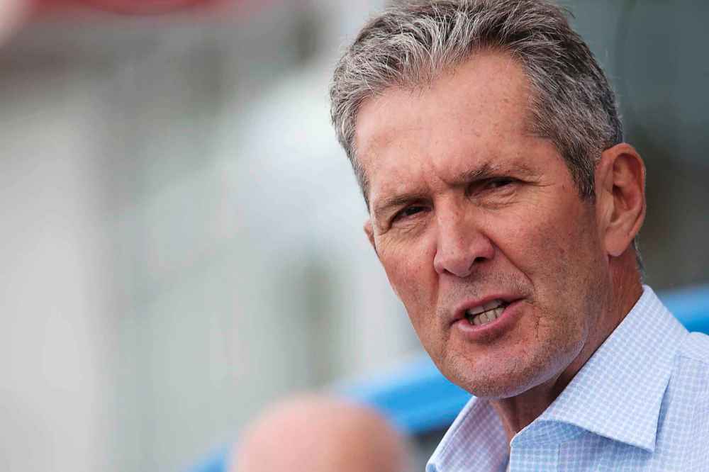 PC leader Brian Pallister speaks in Brandon on Tuesday. (Matt Goerzen/The Brandon Sun)