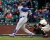 Toronto Blue Jays' Vladimir Guerrero Jr. hits a single against the San Francisco Giants during the second inning of a baseball game in San Francisco, Tuesday, May 14, 2019. (AP Photo/Tony Avelar)