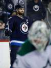 JOHN WOODS / WINNIPEG FREE PRESS
Winnipeg Jets&rsquo; Andrew Ladd (16) smiles as he celebrates his goal against Dallas Stars goaltender Antti Niemi (31) during second period NHL action in Winnipeg on Feb. 23, 2016.