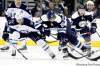 CP
Terry Gilliam / the associated pressBlue Jacket Vinny Prospal (22) controls the puck as Tanner Glass pursues.