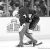 CP
Terry Gilliam / the associated pressJets blue-liner Mark Stuart is helped off the ice after being rammed into the boards during the third period Saturday night. Stuart said he was OK after the game.