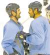 JOE BRYKSA / WINNIPEG FREE PRESSWinnipeg Jets defencemen Zach Bogosian (left) and Mark Stuart joke around during a scrimmage at the MTS Centre on Monday.