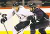 wayne glowacki / winnipeg free pressWinnipeg Jets left-winger Tanner Glass (right) has his work cut out keeping pace with speedy Evander Kane during scrimmage on Monday.
