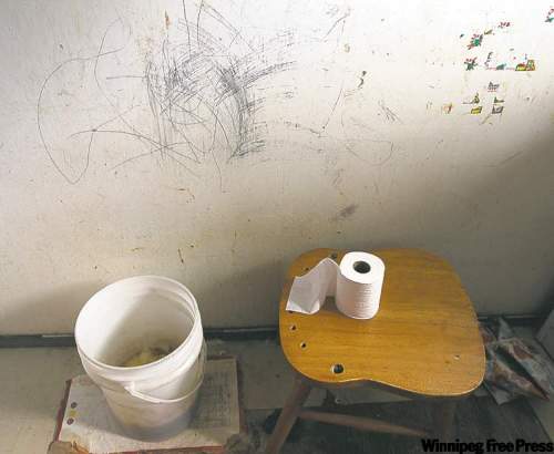 JOE BRYKSA / WINNIPEG FREE PRESS
The bathroom facilities of Maurice N. Harper in Wasagamack First Nation. They live in a home with no running water and have to use a slop pail.