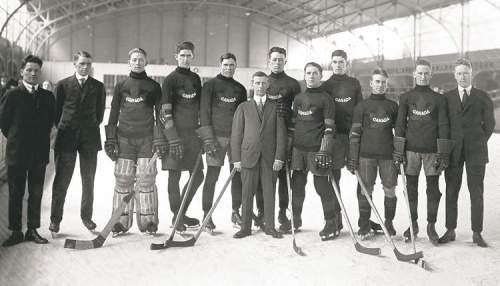 The 1920 Winnipeg Falcons --  winners of the first ice hockey Olympic gold medal.