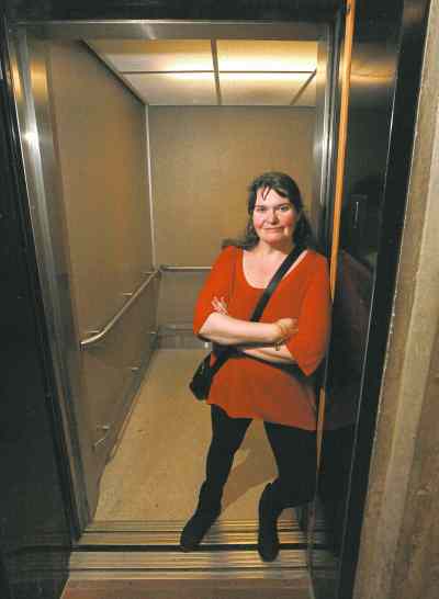 Phil Hossack / Winnipeg Free Press
According to William Shakespeare, all the world's a stage. And for FemFest  organizer Hope McIntyre, that world includes an elevator at the U of W.