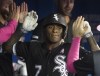 Chicago White Sox Tim Anderson reacts in the dugout after hitting a three-run home run against the Toronto Blue Jays in the fourth inning of their American League MLB baseball game in Toronto Sunday May 12, 2019. THE CANADIAN PRESS/Fred Thornhill