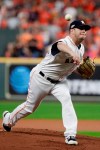 Houston Astros starting pitcher Brad Peacock throws against the New York Yankees during the first inning in Game 6 of baseball's American League Championship Series Saturday, Oct. 19, 2019, in Houston. (AP Photo/Eric Gay)