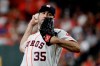 Houston Astros starting pitcher Justin Verlander throws against the New York Yankees during the first inning in Game 2 of baseball's American League Championship Series Sunday, Oct. 13, 2019, in Houston. (AP Photo/Eric Gay)