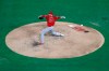 Los Angeles Angels starting pitcher Trevor Cahill (53) throws to the Texas Rangers in the fifth inning of a baseball game in Arlington, Texas, Tuesday, July 2, 2019. The number 45 on the backside of the mound honors Tyler Skaggs who passed away on Monday in Southlake, Texas. (AP Photo/Tony Gutierrez)
