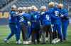 MIKE DEAL / WINNIPEG FREE PRESS
Winnipeg Blue Bombers defence huddles up at practice.