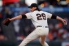 San Francisco Giants pitcher Jeff Samardzija works against the Colorado Rockies during the first inning of a baseball game Wednesday, Sept. 25, 2019, in San Francisco. (AP Photo/Ben Margot)