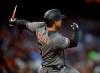 Arizona Diamondbacks' Eduardo Escobar breaks his bat after hitting a single off San Francisco Giants' Drew Pomeranz during the fifth inning of a baseball game Saturday, June 29, 2019, in San Francisco. (AP Photo/Ben Margot)