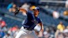 Tampa Bay Rays starting pitcher Jalen Beeks works against a San Diego Padres batter during the second inning of a baseball game Wednesday, Aug. 14, 2019, in San Diego. (AP Photo/Gregory Bull)