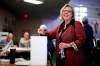 Green Party Leader Elizabeth May casts her vote at St. Elizabeth's Parish while in Sidney, B.C., on Monday, Oct. 21, 2019. THE CANADIAN PRESS/Chad Hipolito