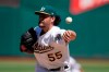 Oakland Athletics pitcher Sean Manaea works against the Detroit Tigers during the first inning of a baseball game Sunday, Sept. 8, 2019, in Oakland, Calif. (AP Photo/Ben Margot)