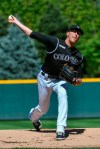 Colorado Rockies starting pitcher Jeff Hoffman delivers in the first inning against the Milwaukee Brewers duiring a baseball game Sunday, Sept. 29, 2019, in Denver. (AP Photo/John Leyba)