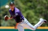 Colorado Rockies starting pitcher Kyle Freeland (21) throws in the first inning of a baseball game against the Arizona Diamondbacks in Denver, Thursday, May 30, 2019. (AP Photo/Joe Mahoney)
