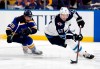 Winnipeg Jets' Tyler Myers (57) handles the puck as St. Louis Blues' Robby Fabbri (15)pursues during the second period in Game 6 of an NHL first-round hockey playoff series, Saturday, April 20, 2019, in St. Louis. The Vancouver Canucks have made their first move in free agency, confirming the long-rumoured signing of defenceman Tyler Myers. The team announced Monday that the 29-year-old has agreed to a five-year contract worth an annual average of US$6 million. THE CANADIAN PRESS/AP, Jeff Roberson