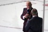 Canadian television presenters Don Cherry, left, and Ron Maclean are seen during a live broadcast in the first intermission of NHL preseason action at the Q Centre in Victoria, B.C., on September 21, 2015. THE CANADIAN PRESS/Chad Hipolito