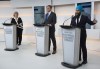 NDP Leader Jagmeet Singh, right, speaks as Green Party Leader Elizabeth May, left, and Conservative Leader Andrew Scheer, centre, take part during the Maclean's/Citytv National Leaders Debate in Toronto on Thursday, Sept. 12, 2019. A running list of specific promises announced by the Liberals, Conservatives, NDP and Green party since the official start of the campaign on Sept. 11. THE CANADIAN PRESS/Frank Gunn
