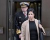 Vice-Admiral Mark Norman follows his lawyer Marie Henein as they leave the courthouse in Ottawa following his first appearance for his trial for breach of trust, on Tuesday, April 10, 2018. Henein is threatening to call Gerald Butts and Privy Council clerk Michael Wernick to testify in open court if they don't produce a series of documents that she says are essential to defend her client.THE CANADIAN PRESS/Justin Tang