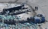 Mandatory training for commercial truck drivers in Saskatchewan is to begin Friday. The wreckage of a fatal crash outside of Tisdale, Sask., is seen Saturday, April, 7, 2018. The change was announced in December, eight months after a deadly crash between a semi and a bus carrying the Humboldt Broncos junior hockey team. THE CANADIAN PRESS/Jonathan Hayward