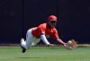 Canada Jr. team centre fielder Dasan Brown makes a diving catch on a flyout by Toronto Blue Jays' DJ Neal during the third inning of a spring training baseball game Saturday, March 23, 2019, in Dunedin, Fla. The Toronto Blue Jays have selected the first Canadian in the 2019 Major League Baseball draft, taking Oakville, Ont., outfielder Dasan Brown in the third round (88th overall) on Tuesday. THE CANADIAN PRESS/AP, Chris O'Meara