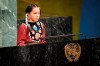 Autumn Peltier, a teenage activist from Wiikwemkoong First Nation on Manitoulin Island, Ont., addresses the United Nations General Assembly on March 22, 2018. She’ll return to the UN headquarters in New York on Saturday to advocate for water protection in Canada’s Indigenous communities. THE CANADIAN PRESS/HO-United Nations-Manuel Elias MANDATORY CREDIT