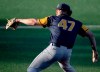 West Virginia pitcher Alek Manoah throws against Texas during an NCAA college baseball game Friday, April 26, 2019, in Austin, Texas.Manoah used to go to bed each night thinking about how it would feel to hear his name called at the MLB draft. THE CANADIAN PRESS/AP-Nick Wagner/Austin American-Statesman via AP