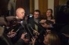 Green Party of New Brunswick Leader David Coon speaks to the media following the Throne Speech at the New Brunswick Legislature in Fredericton on October 23, 2018. In 2015, the Atlantic Canada election map was awash in red as the Liberals swept all of the region's 32 seats, but this year the Green party is hoping to build on recent provincial success and make its own mark. New Brunswickers elected three Green members to the legislature last year, and this year, eight members were elected in neighbouring Prince Edward Island — making them the official Opposition in the Island legislature. When voters go to the polls in the Oct. 21 federal election, the Green party will be eyeing a breakthrough in a number of key Atlantic ridings, with Fredericton at the top of the list. The riding has a history of electing Liberal and Conservative MPs, but voters here have shown an affinity for the Greens -- New Brunswick Green Leader David Coon has held the seat of Fredericton South in the provincial legislature since 2014. THE CANADIAN PRESS/James West