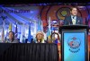 Conservative Party leader Andrew Scheer, right, speaks during the opening of the Assembly of First Nations annual general meeting in Regina, Sask., Tuesday July 25, 2017. First Nations chiefs in Andrew Scheer's home riding say they haven't seen much of him in advance of Monday's federal vote, and feel like they're not a priority for the Conservative leader. THE CANADIAN PRESS/Mark Taylor