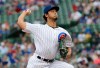 Chicago Cubs starting pitcher Yu Darvish, of Japan, throws against the Cincinnati Reds during the first inning of a baseball game Saturday, May 25, 2019, in Chicago. (AP Photo/Nam Y. Huh)
