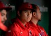 Los Angeles Angels' Shohei Ohtani of Japan, looks on from the dugout during the ninth inning of a baseball game against the Chicago Cubs, Monday, June 3, 2019, in Chicago. (AP Photo/Paul Beaty)