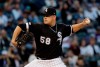 Chicago White Sox starting pitcher Manny Banuelos throws to a Cleveland Indians batter during the third inning of a baseball game in Chicago, Thursday, May 30, 2019. (AP Photo/Nam Y. Huh)