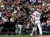 Chicago White Sox fans cheer for starting pitcher Lucas Giolito as he leaves the eighth inning of a baseball game against the Cleveland Indians in Chicago, Sunday, June 2, 2019. (AP Photo/Nam Y. Huh)