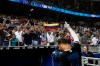 Miami Marlins' Martin Prado (14) waves to fans after hitting a sacrifice fly that scored Harold Ramirez in the 10th inning of a baseball game to defeat the Atlanta Braves, Saturday, Aug. 10, 2019, in Miami. (AP Photo/Brynn Anderson)