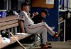 San Francisco Giants manager Bruce Bochy watches from the dugout during the eighth inning of the team's baseball game against the Miami Marlins, Wednesday, May 29, 2019, in Miami. The Marlins won 4-2. (AP Photo/Lynne Sladky)