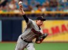 Minnesota Twins pitcher Kyle Gibson works from the mound during the first inning of a baseball game against the Tampa Bay Rays, Saturday, June 1, 2019, in St. Petersburg, Fla. (AP Photo/Scott Audette)