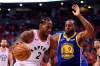 Toronto Raptors forward Kawhi Leonard (2) drives on Golden State Warriors forward Andre Iguodala (9)during second half basketball action in Game 5 of the NBA Finals in Toronto on Monday, June 10, 2019. THE CANADIAN PRESS/Frank Gunn