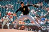 Pittsburgh Pirates starting pitcher Joe Musgrove works in the first inning of a baseball game against the San Francisco Giants, Thursday, Sept. 12, 2019, in San Francisco. (AP Photo/Eric Risberg)