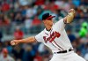 Atlanta Braves starting pitcher Mike Soroka (40) works against the St. Louis Cardinals in the first inning of a baseball game Wednesday, May 15, 2019, in Atlanta. (AP Photo/John Bazemore)